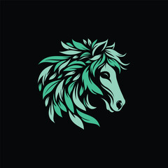 Vector Green Horse Head