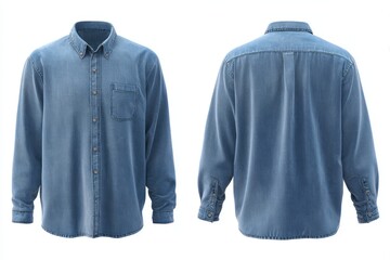 Light blue denim shirt, front and back