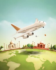 Around the world travel by plane