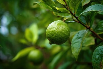 Lime on a tree branch