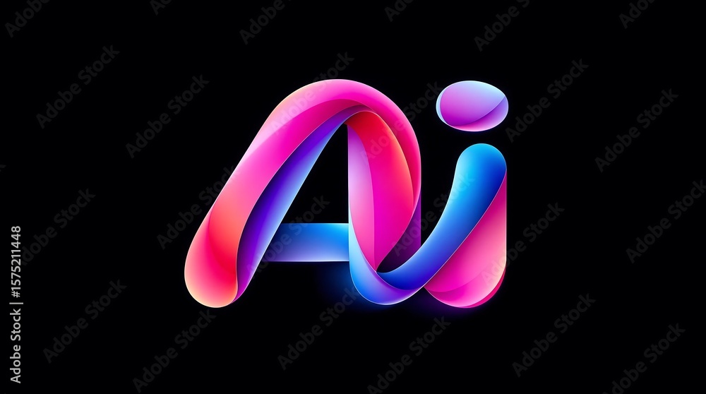 Poster ai artificial intelligence logo design concept with colorful gradient on black background vector gra