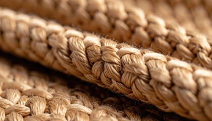 Closeup of braided beige rope texture