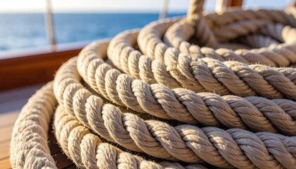 Close-up of coiled nautical rope (1)