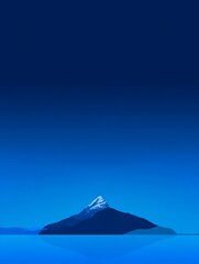 Minimalist mountain peak under blue sky