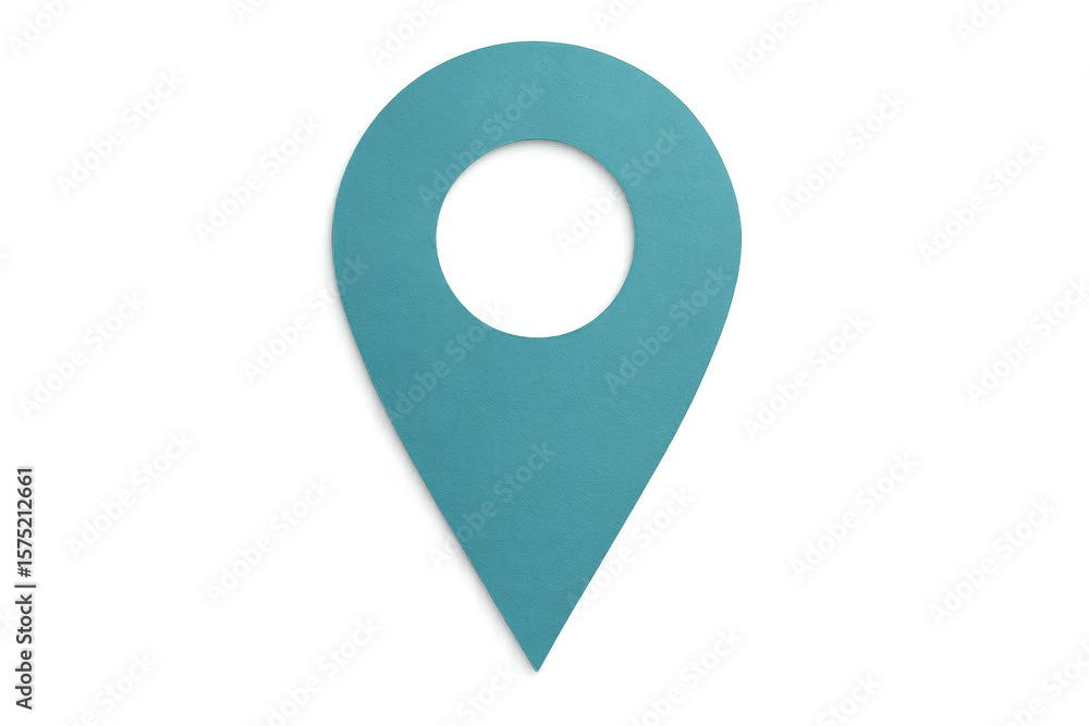 Poster light blue map pin pointing location on transparent background, ideal for travel and navigation conc