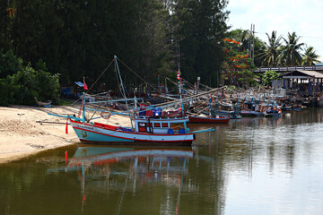 Chumphon, Thailand- 29 May 2011: Scenery view from fishing boats viewpoint at Ban Bang Son fishing...