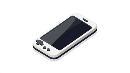 3D isometric illustration of a white smartphone.  It's a game device
