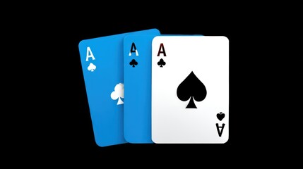 Three playing cards, aces, close up