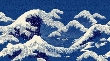 Ocean waves in blue and white