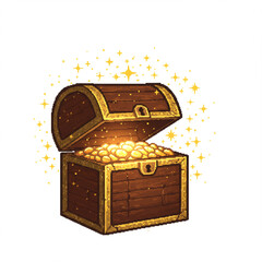Isolated Pixel Art Glitter Sparkle Effect on Transparent Background, 8K PNG.