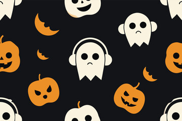 Fototapeta premium seamless-vector-pattern-of-ghostly-headphones--jac (2).eps