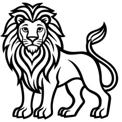 Obraz premium Majestic lion standing proudly with a full mane silhouette