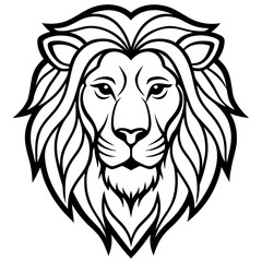 Obraz premium Majestic lion head with flowing mane in bold black and white silhouette
