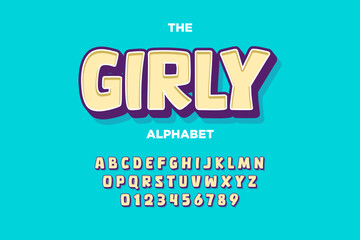 Modern playful alphabet letter and number set