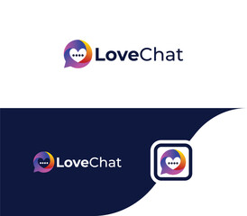 Minimal love chat logo design