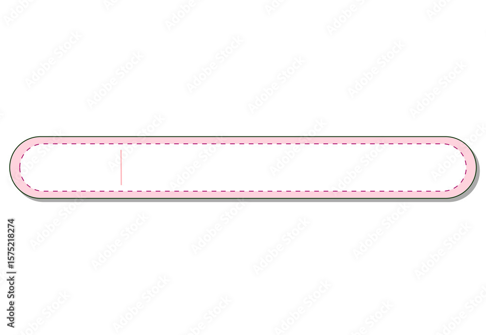 Poster a minimalist, horizontal, rounded rectangular input/progress bar with white fill, dotted pale pink o