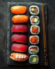 Fresh Sushi Variety Platter with Salmon, Tuna, and Shrimp Options