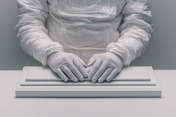 Laboratory Technician Performing Precision Tasks Research Facility Image Cleanroom Close-Up Scientific Method