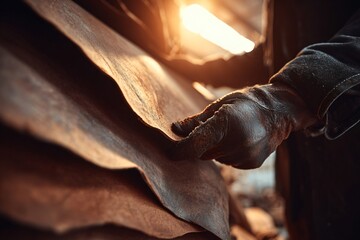 Crafting Metal Sheets Workshop Photography Industrial Setting Close-up Artisanal Process
