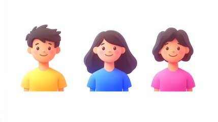 Three cartoon children's portraits