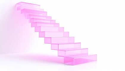 Fototapeta premium Abstract staircase made of bright neon lines leading upward representing creative business success climbing to success innovation in business 