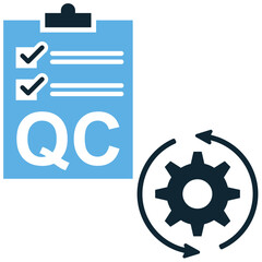 Quality control process icon vector, illustrating systematic steps for maintaining standards. Ideal for manufacturing, workflow diagrams, or business operations.