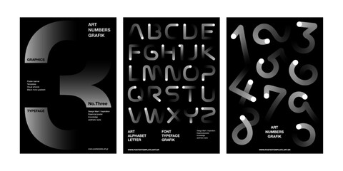 monochrome gradient typography art template featuring alphabet and numbers lettering for graphic posters, modern layouts, and stylish visual concepts black gradient typeface design chic minimal urban