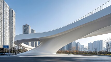 Fototapeta premium Sleek and Minimalist Futuristic Overpass Structure in Urban Landscape