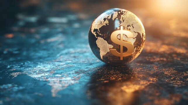 Global finance, dollar symbol on Earth globe.