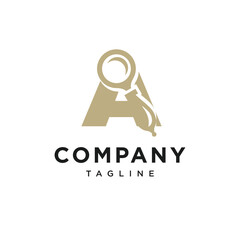 Letter A Magnifying Glass Logo Icon Vector