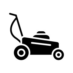 Lawn Mower Icon. Black and White Vector Illustration. Lawn Mower. Home Appliances Concept, vector eps