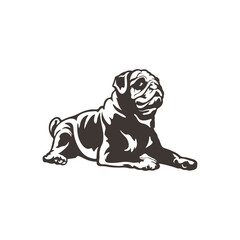 Pug Dog logo design vector. Silhouette Pug Dog Template Illustration. Icon Symbol
