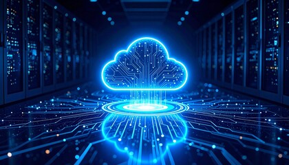 データ転送クラウドコンピューティング技術をイメージ　生成AIイラスト