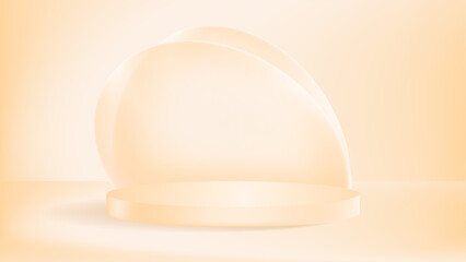 Nude Beige Mesh Gradient Stage with Transparent Arch Dome and Light Curve Effect
