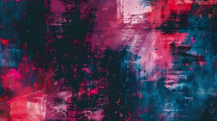 Grungy Dystopian Digital Abstract Background with Glitch Textures and Vibrant Color Splatter