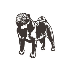 Pug Dog logo design vector. Silhouette Pug Dog Template Illustration. Icon Symbol