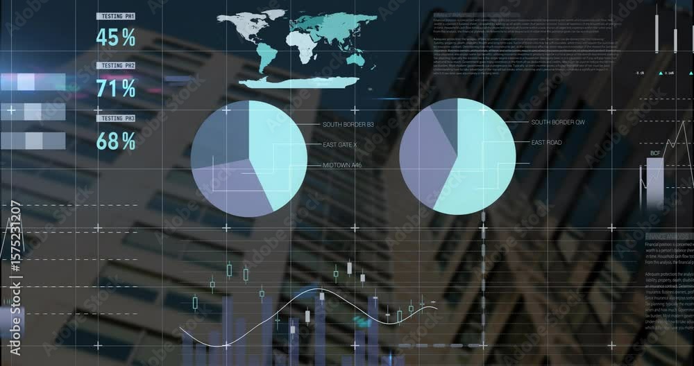 Poster initial table loading starting faint data panel updating gauges charts maps showing market metrics