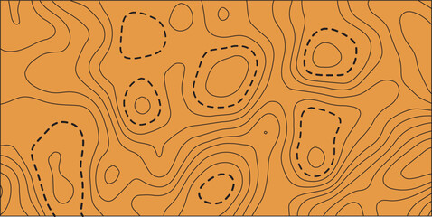 Seamless mountain topographic map orange background vector. Gold and luxury wallpaper design for wall arts, fabric , packaging , web, banner, app, wallpaper