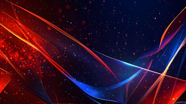 Abstract Red Blue Glowing Energy Waves, Futuristic Neon Lines Background