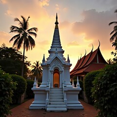 Sri lankan stupa silhouette sacred buddhist temple