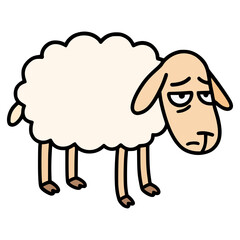 tired sheep animal flat color vector illustration template design
