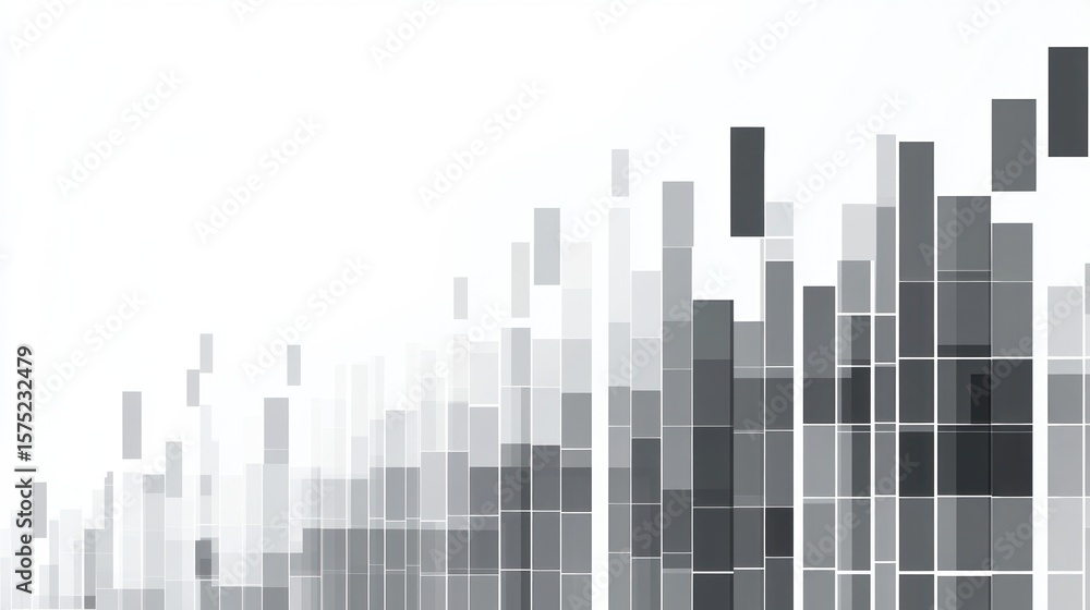 Poster abstract grayscale illustration featuring a descending grid pattern on a white backdrop
