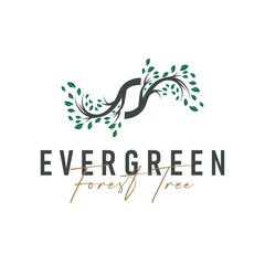 tree silhouette concept children playground logo natural tree concept as a playground and green forest tree nature as a product brand symbol or poster illustration template