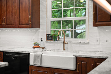 Modern Kitchen with White Farmhouse Sink