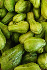 Pile of Fresh Green Chayote Squash