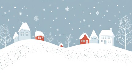 Fototapeta premium Winter village landscape panorama