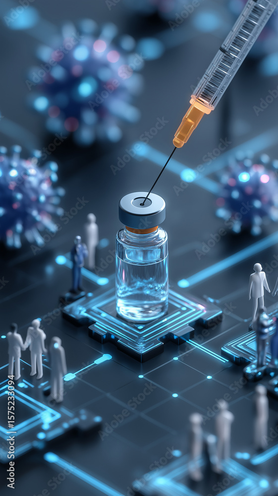 Poster digital representation of vaccine distribution highlights intersection of public health and cybersec