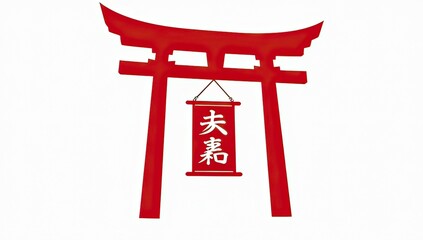 japanese temple sign, Torii Japanese gate red color