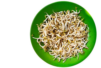 Bean Sprouts on a Green Plate