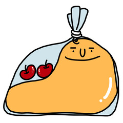illustration of a cartoon bag of oranges